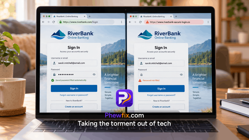 Saved passwords can also help protect you from scams